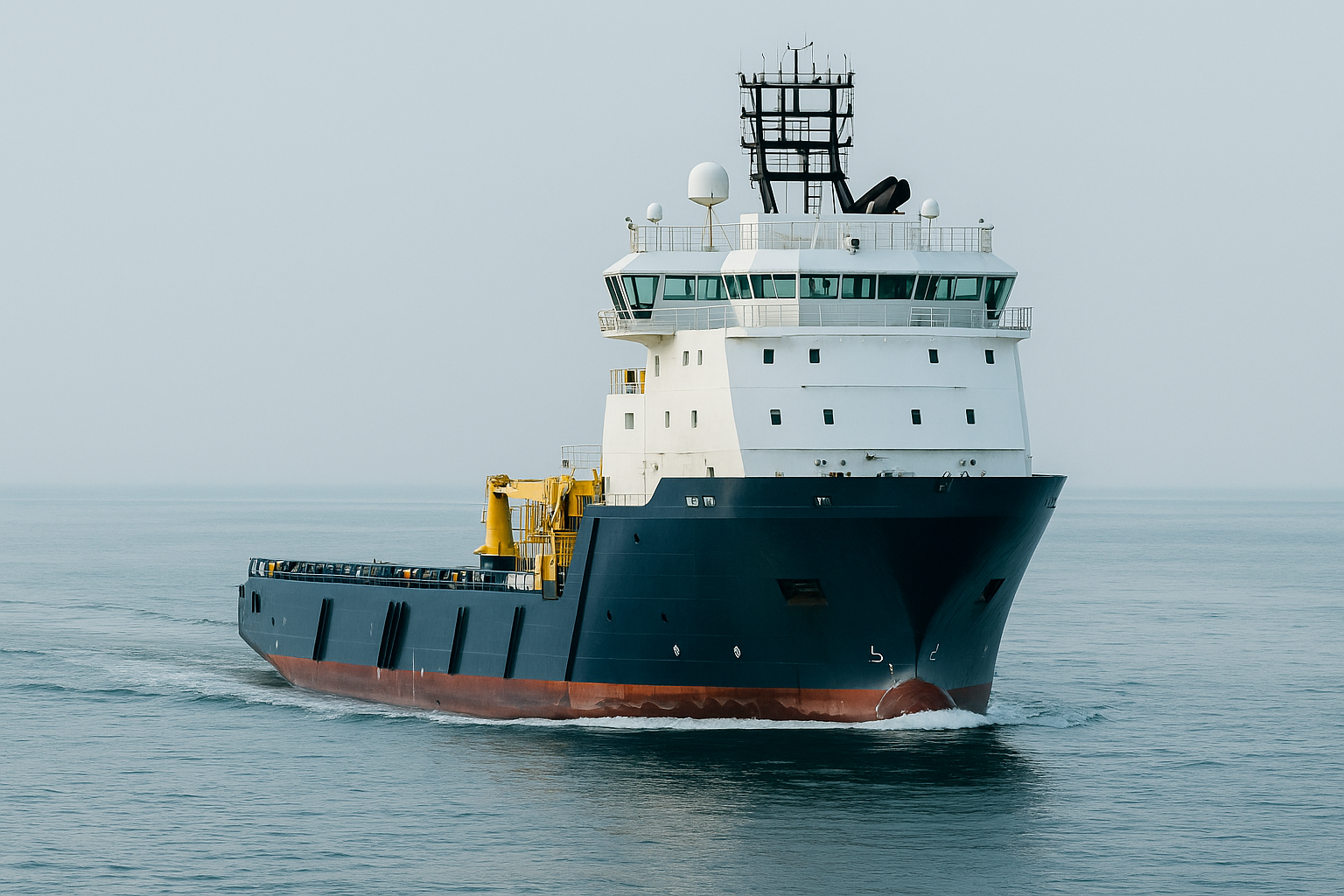 Buque offshore navegando equipado con sistemas de electrificación naval y tecnología sostenible